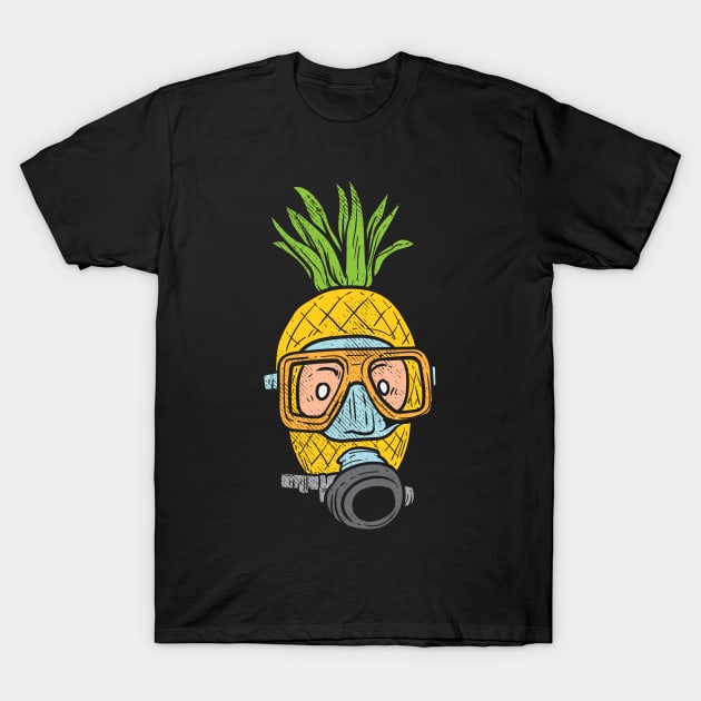 Funny Pineapple Lover Scuba Diver T-Shirt by maxdax